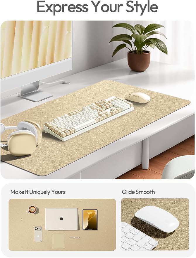 YSAGi Leather Desk Pad Protector, Office Desk Mat, Large Mouse Pad, Non-Slip PU - Image 6