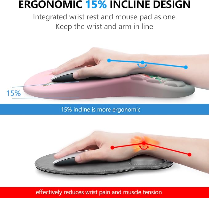Mouse Pad with Wrist Rest & Keyboard Wrist Rest, Memory Foam - Image 2