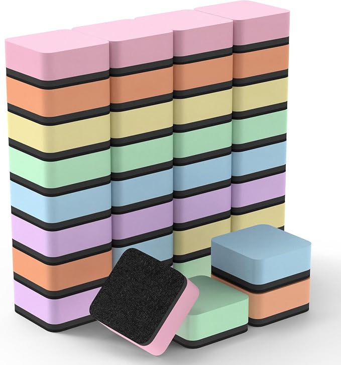 MaxGear Magnetic Dry Erase Erasers, 36 Pack Whiteboard Eraser Macaron Color | by MaxGear