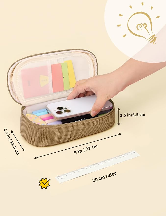 SUNEE Cute Pencil Case, Large Pencil Pouch, Soft Corduroy Fabric Big Pencil Bag - Image 5