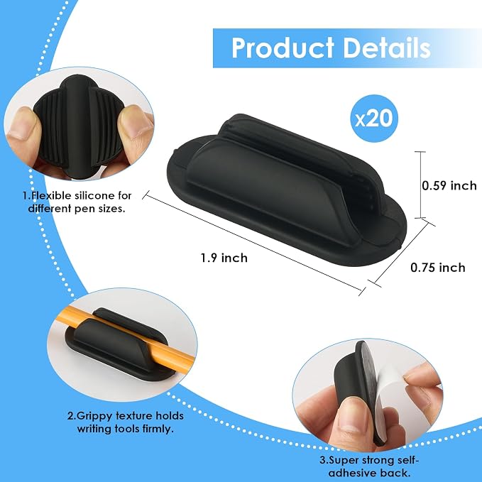 VZZNN 20 PCS Adhesive Pencil Holders - Image 5