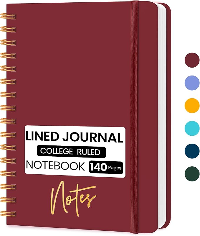 CICPAP Lined Spiral Journal Notebook, A5 College Ruled Notebook by CICPAP