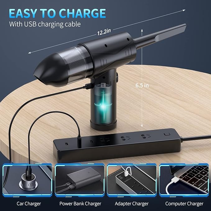 Electric Air Duster & Vacuum Cleaner 2-in-1, 110000RPM Keyboard Cleaner for PC, No Canned Air - Compressed Air Duster, Blower, Turbo Fan, Battery Powered, Refillable, PC Cleaning Kit-DeskLoop Office