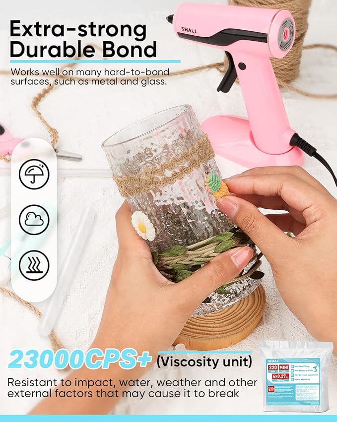 SHALL Mini Hot Glue Sticks, 0.27” Dia x 4” Long, 220-pack Clear Hot Melt Glue Gun Sticks for All-temp Mini Glue Guns, Multipurpose for Kids Adults DIY Art Craft Sealing Repairing Festival Decoration-DeskLoop Office