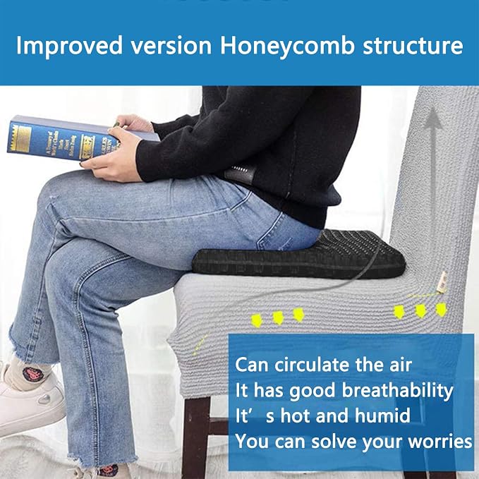 Gel Seat Cushion, for Long Sitting -Double Thick Gel Seat Cushion Breathable - Image 6