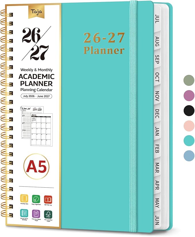 Planner 2026-2027, 6.3" x 8.5" Weekly and Monthly Academic Year Planner Calendar by Taja