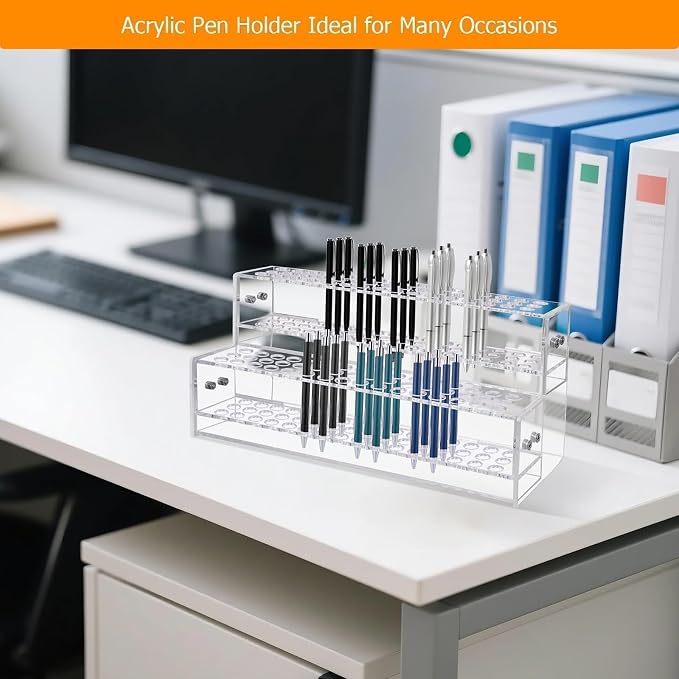 96-Slots Acrylic Pen Holder, 2-Tier Pen Display Stand - Image 7