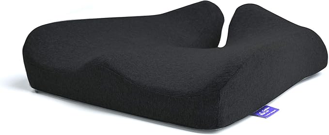 Cushion Lab Patented Pressure Relief Seat Cushion for Long Sitting Hours on Office & Home Chair - Extra-Dense Memory Foam for Soft Support. Car Pad for Hip, Tailbone, Coccyx, Sciatica - Black-DeskLoop Office