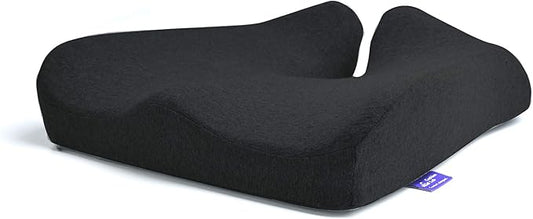 Cushion Lab Patented Pressure Relief Seat Cushion for Long Sitting Hours on Office & Home Chair - Extra-Dense Memory Foam for Soft Support. Car Pad for Hip, Tailbone, Coccyx, Sciatica - Black-DeskLoop Office