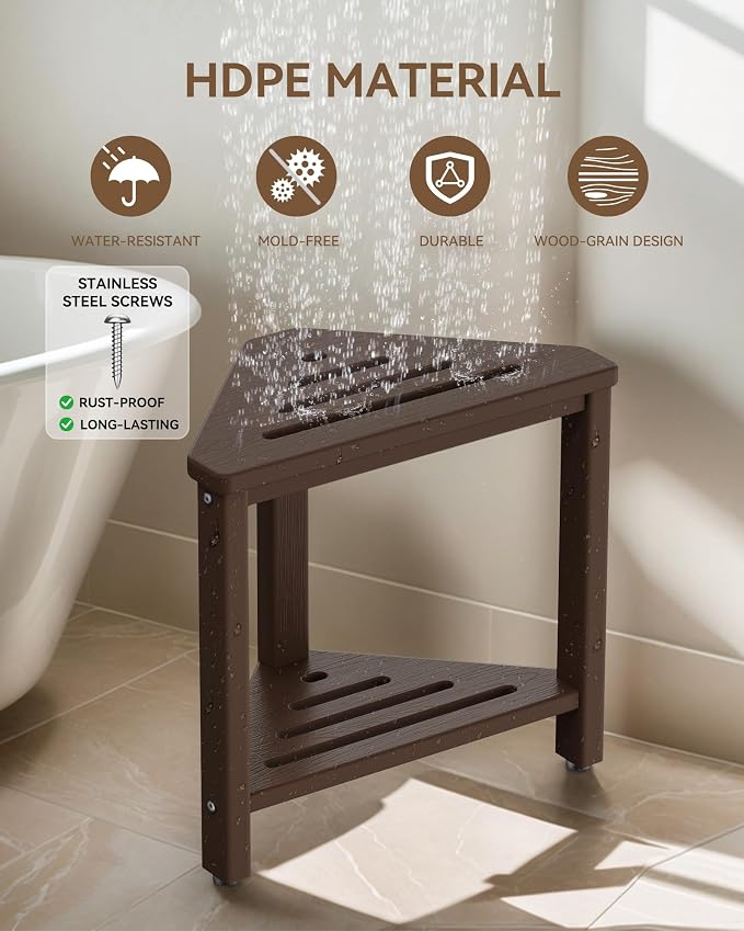 Shower Foot Rest 15in, HDPE Waterproof Shower Stool - Image 4