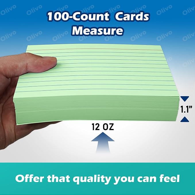Green Index Cards 4x6 Lined Ruled Flash Note Cards 100 Count, 220 GSM Heavy - Image 4