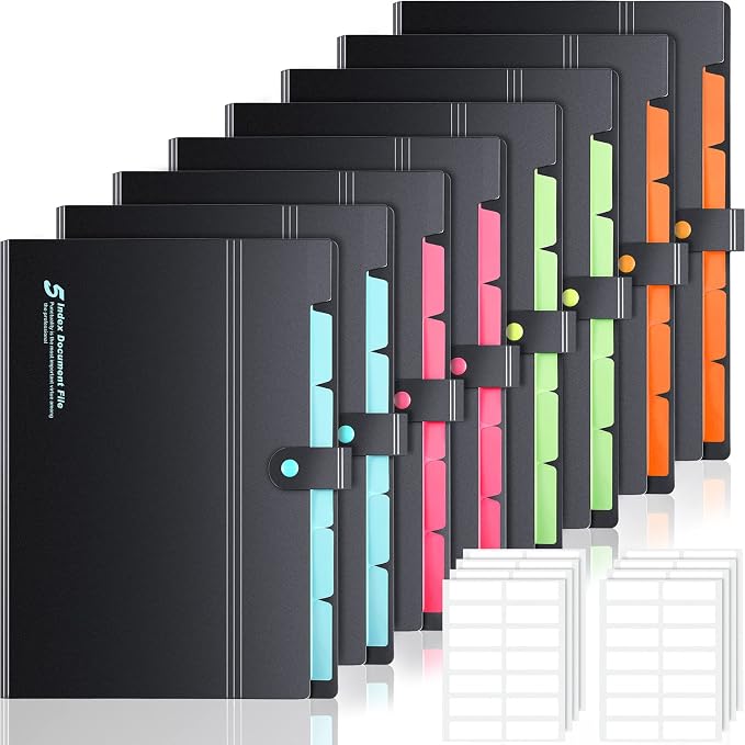 Epakh 8 Pack Expanding File Folder Organizer, 6 Pockets Expanding Folder by Epakh