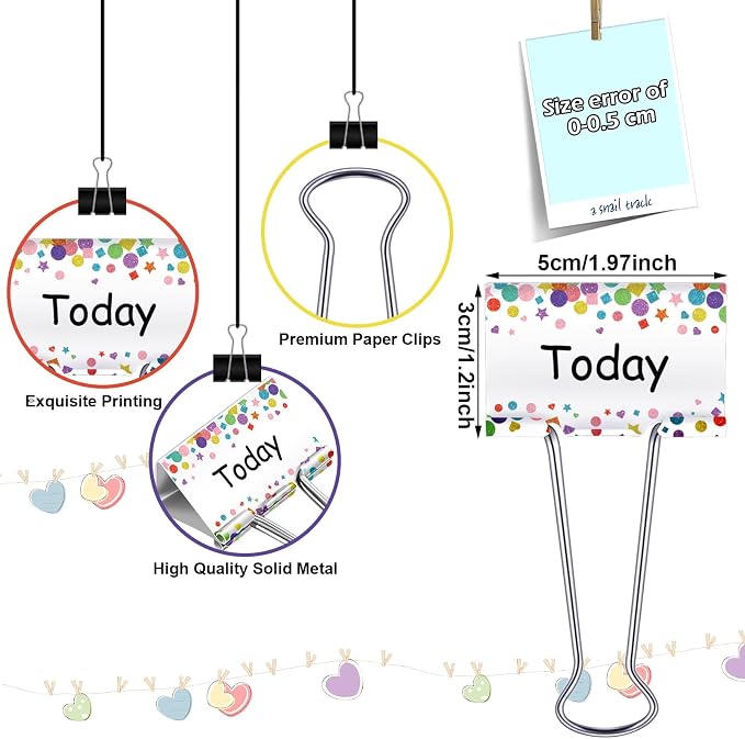 Tenare 6 Pieces Teacher Essentials Large Binder Clips 2 Inches Teacher Binder - Image 2