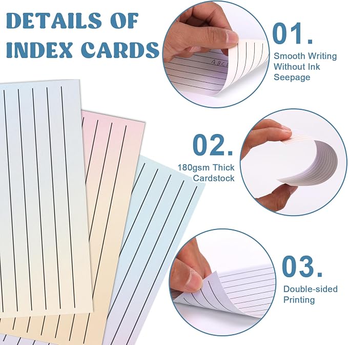 100 Pack Ruled Index Cards 3x5 Gradient Colored Index Cards Heavy Weight Note - Image 3