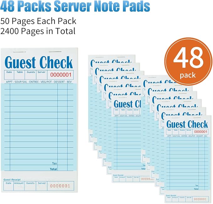 ZPARIK 48 Pack Blue Guest Checks Books - Image 4