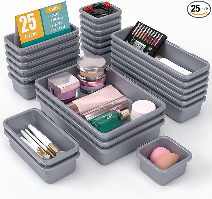 25 PCS Drawer Organizer Set, 4 Size Makeup Drawer Divider Organizer by StoreHappily