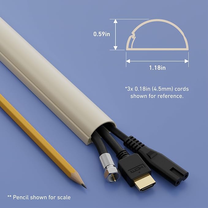 D-Line 157in Cord Cover Kit, Self-Adhesive Wire Hiders, Paintable Cable Raceway - Image 4