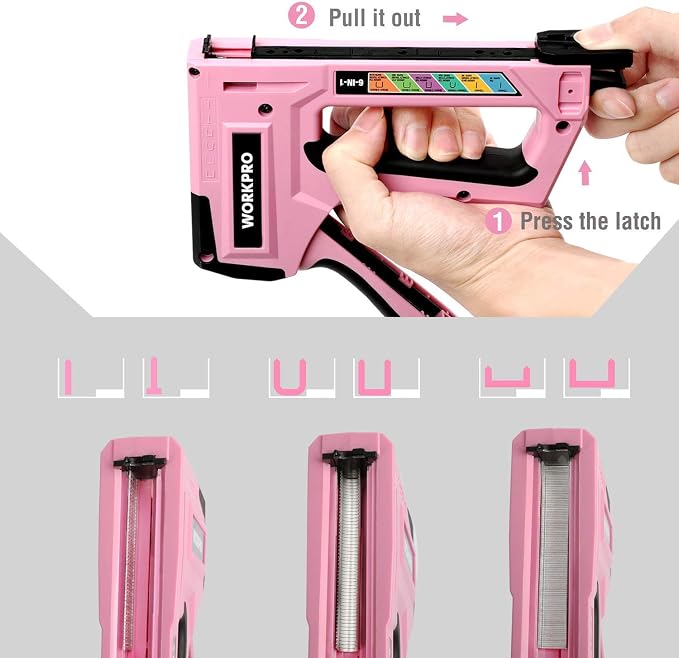WORKPRO Staple Gun, 6-in-1 Manual Brad Nailer - Image 7