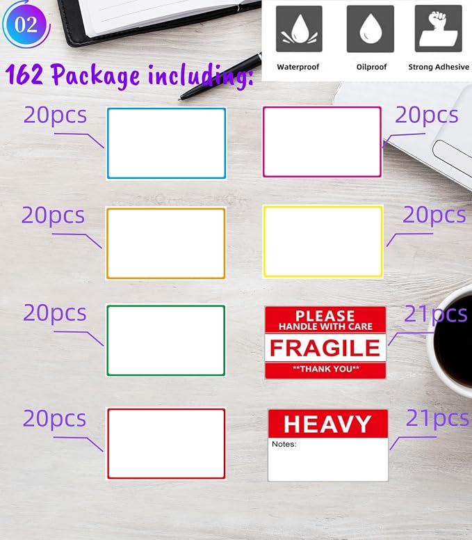5" x 3" Large Moving Labels for Home Packing Box 6 Color Coded Border Label - Image 3