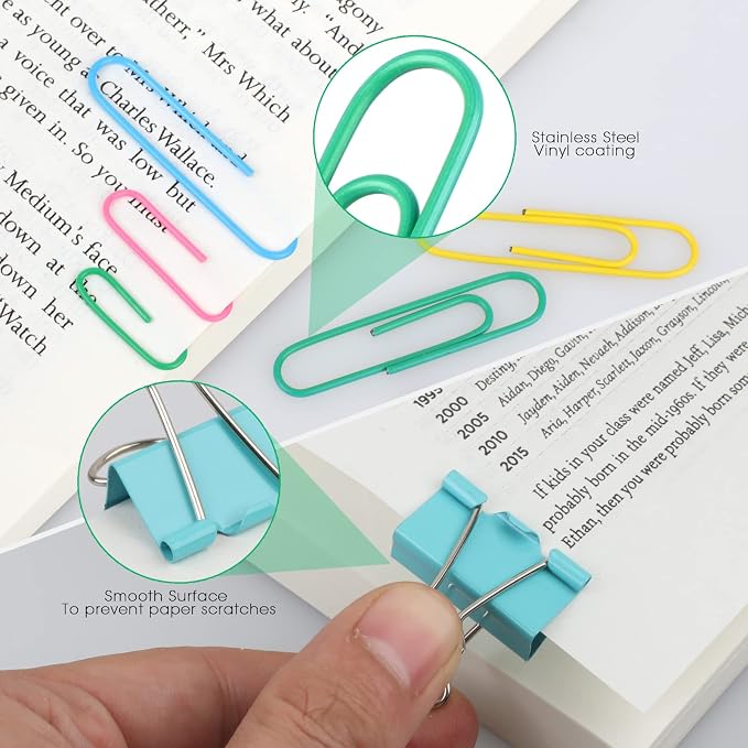 300 Pcs Binder Clips, Rubber Bands, Office Set, Paper Clips, School & Teacher - Image 4