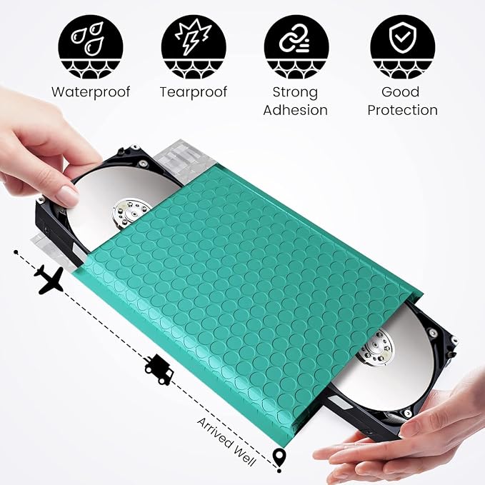 Fuxury Bubble Mailers 6x10" 100 Pack Teal Padded Envelopes Usable Size 6x9" - Image 6