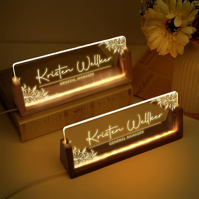 Custom Light Up Name Plate for Desk, Desk Name Plate Personalized - Image 2