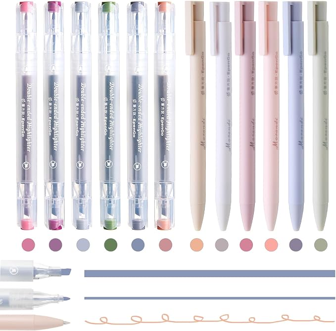 Bible Highlighters, 12 Pack Pastel No-Bleed Dual Chisel & Fine Tip | by Unknown