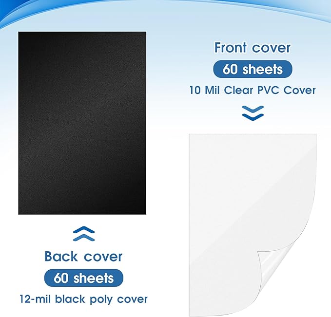 120 Pack Clear Binding Covers and Backs 8.5 X 11 Inches 12 Mil Sand-Textured Polycover, 10 Mil Presentation Binder Covers for Spiral Binding with Clear Front, Letter Size, Square Corners, Un-Punched-DeskLoop Office