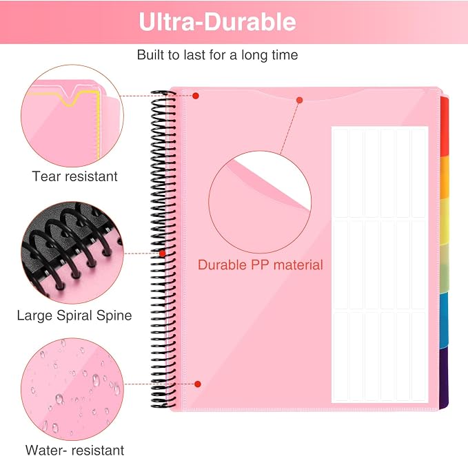 Forvencer 12 Pocket Project Organizer, 1/6-cut Tab Binder Organizer - Image 3