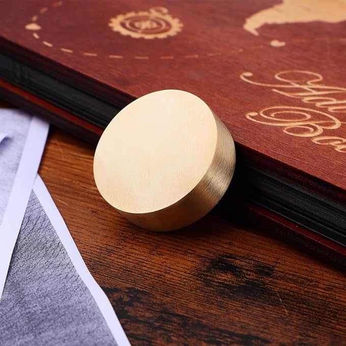 Ipetboom Brass Paperweight 1.57 Inch Round Calligraphy Paper Weight - Image 9