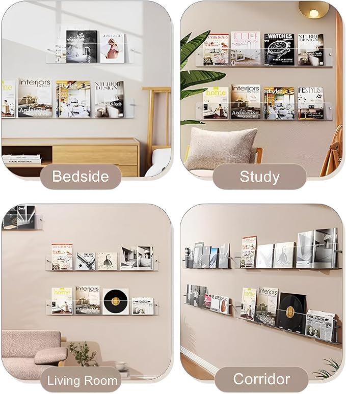 2-Pack Acrylic Magazine Holder Vinyl Records Holder, Display Floating - Image 3