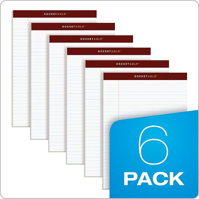 Tops 8.5 x 11 Legal Pads, Premium Docket Gold Brand, Wide Ruled, Thick White - Image 7