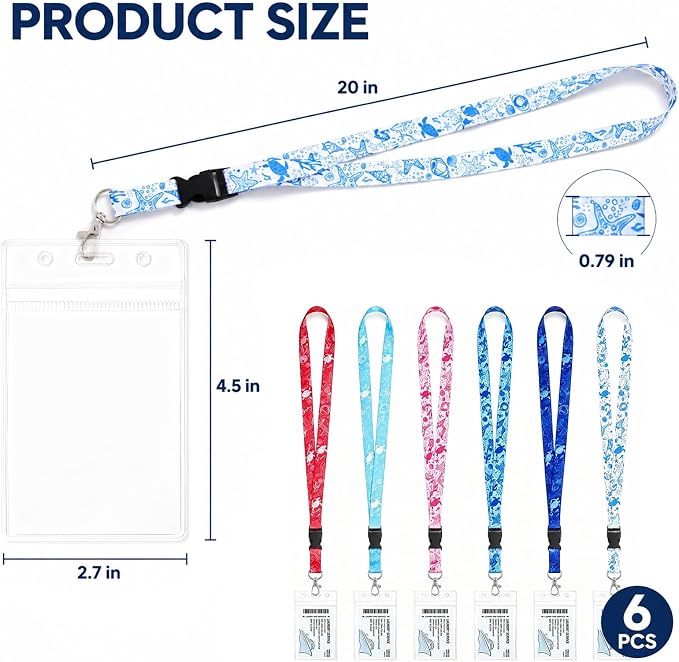 HONSIO 6 Pack Cruise Lanyard for Ship Cards Detachable Starfish Lanyards - Image 2