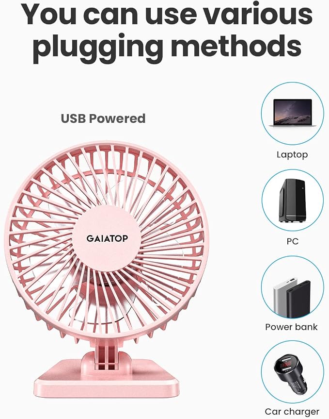 Gaiatop USB Desk Fan, Small But Powerful, Personal Portable Quiet 3 Speeds - Image 6