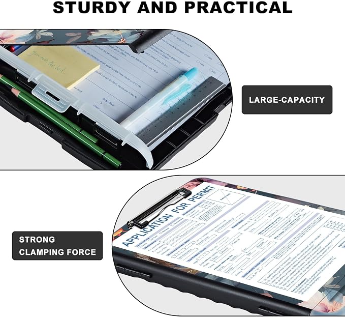 Clipboard with Storage, Heavy Duty Plastic Storage Clipboard with Low Profile - Image 3