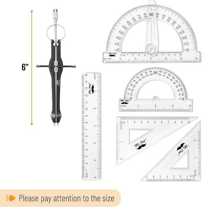 Mr. Pen- Geometry Set, 6 Inch Swing Arm Protractor, Divider | Set Squares - Image 4