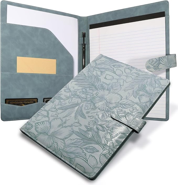 Professional Padfolio Portfolio Binder, Textured Embossing Faux Leather Folder by Mkobon