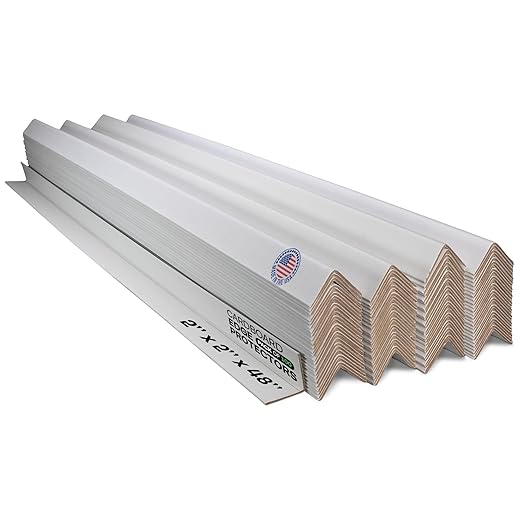 IDL Packaging - CEP-48 Cardboard Edge Protector 2” X 2” X 48”, Pack of 100 – V-Board Reinforced Cardboard Corners for Shipping – White Kraft Cardboard Corners for Packing – Moving Corner Protectors-DeskLoop Office