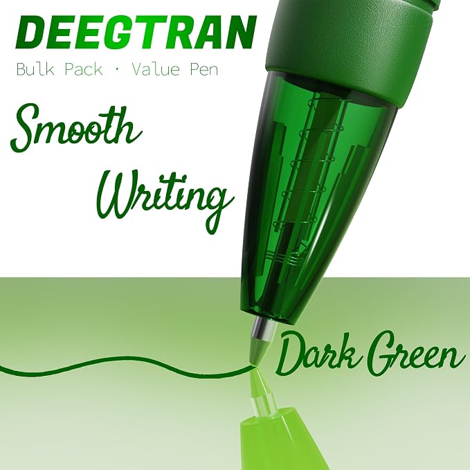 deegtran Pens Bulk, 30 Pack No Bleed Green Ink Click Pens - Image 4