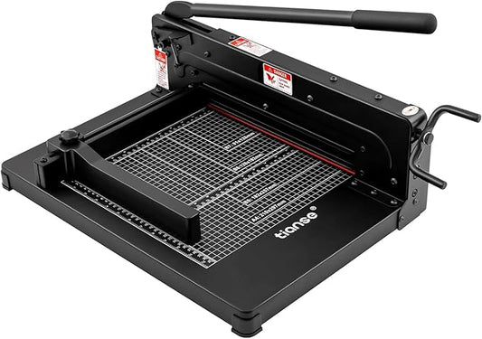 TIANSE Heavy Duty Guillotine Paper Cutter A4 12" Guillotine Paper Cutter 500 Sheet Capacity Solid Steel Construction with Double Safety Protection Perfect for Trimming Paper Cardstock Matboard Black-DeskLoop Office