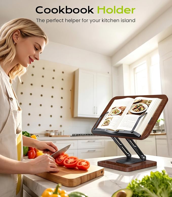 Book Stand for Reading, 360° Rotating Hands Free Book Holder - Image 4