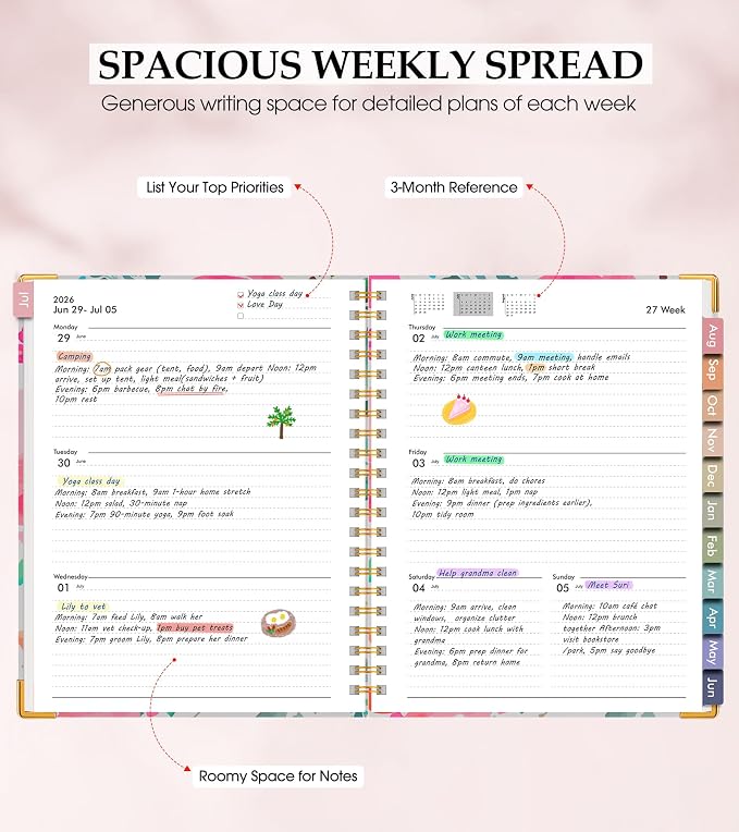 Academic Planner 2026-2027, Hardcover Leather Weekly and Monthly Calendar - Image 3