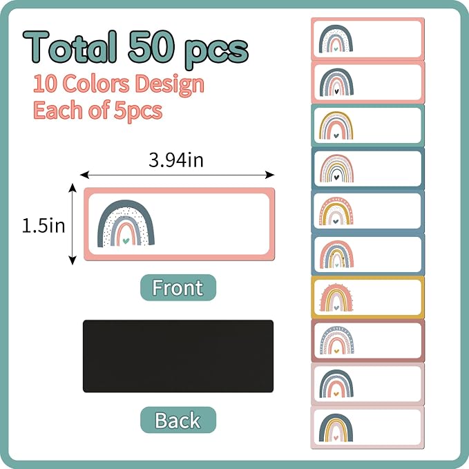 50pcs Magnetic Dry Erase Labels Reusable Magnetic Name Tags Boho Magnetic Labels - Image 2