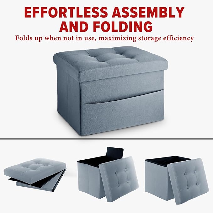 LINMAGCO Storage Ottoman Folding Foot Stool Ottoman - Image 4