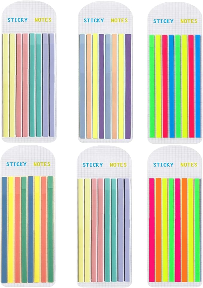 Potanro Sticky Long Tabs 6 Sheet Highlighter Tape 960 Pcs Translucent Sticky by Potanro