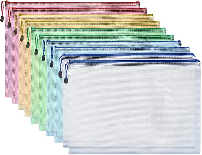 Zipper Documents Storage Bag, 10 Pack A4 Size Plastic Waterproof 13 Inch x 9 by YIKANGHENG