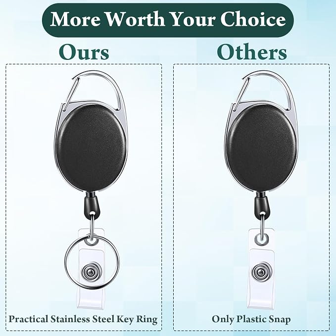 Laumoi 80 Pcs Retractable ID Badge Holder Name ID Badge Reel Clips Keychain Bulk - Image 4