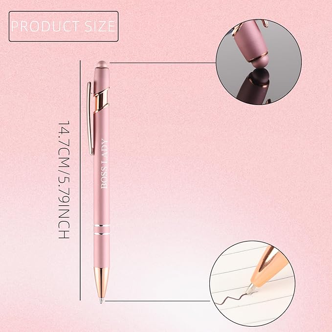 12 Pcs Ballpoint Pens,Fine Point Smooth Writing Pens,Kawaii Pens For Writing Journaling Taking Notes School Office Home. (Rose gold 12Pcs)-DeskLoop Office