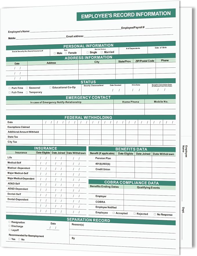Employee Personnel File Folders, 9.5x11.5 Inch, Letter Size, Heavyweight by YvnShineOffice