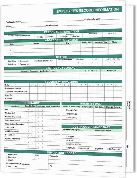 Employee Personnel File Folders, 9.5x11.5 Inch, Letter Size, Heavyweight by YvnShineOffice